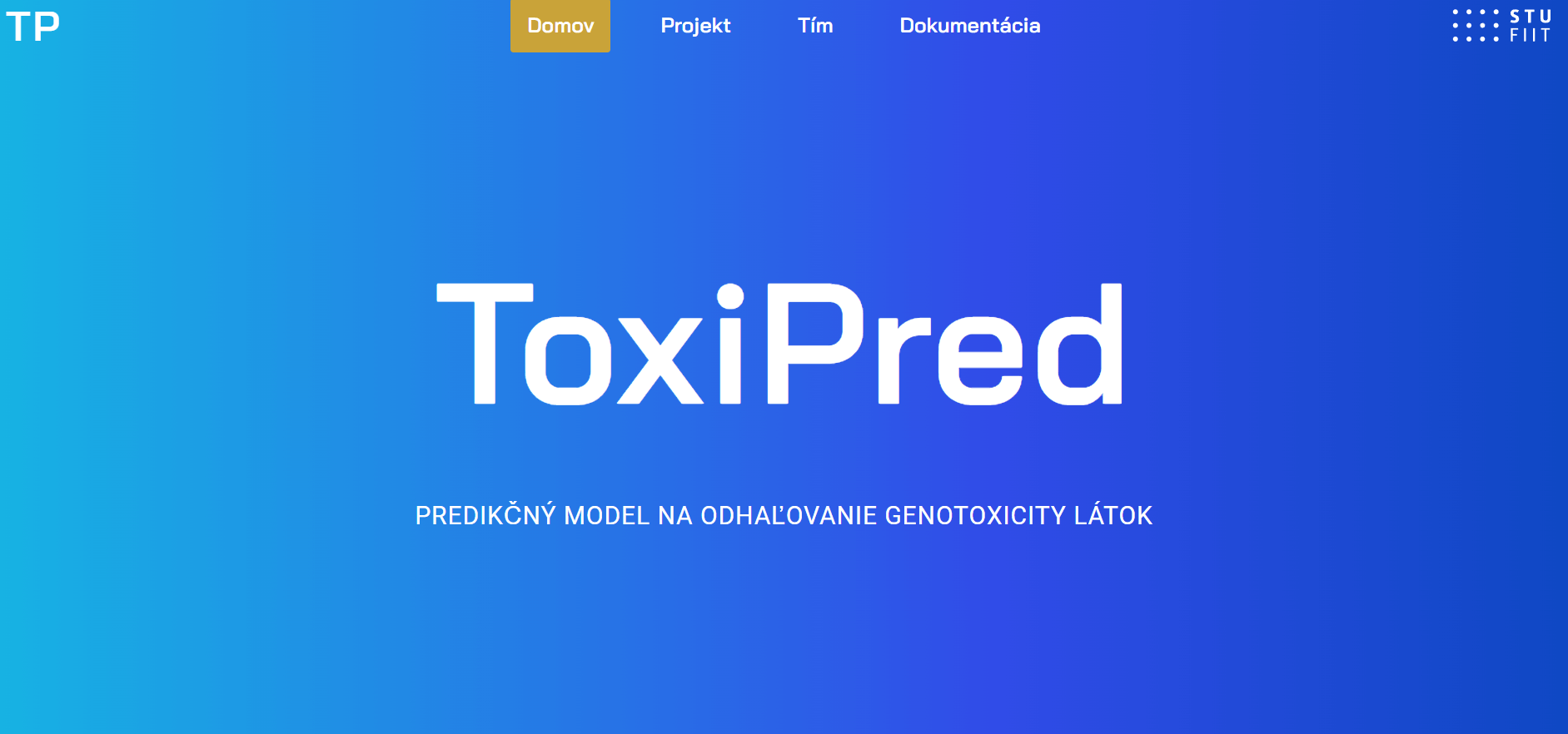 Screenshot tímovej stránky Toxipred pre súťaž TP CUP na FIIT STU v Bratislave